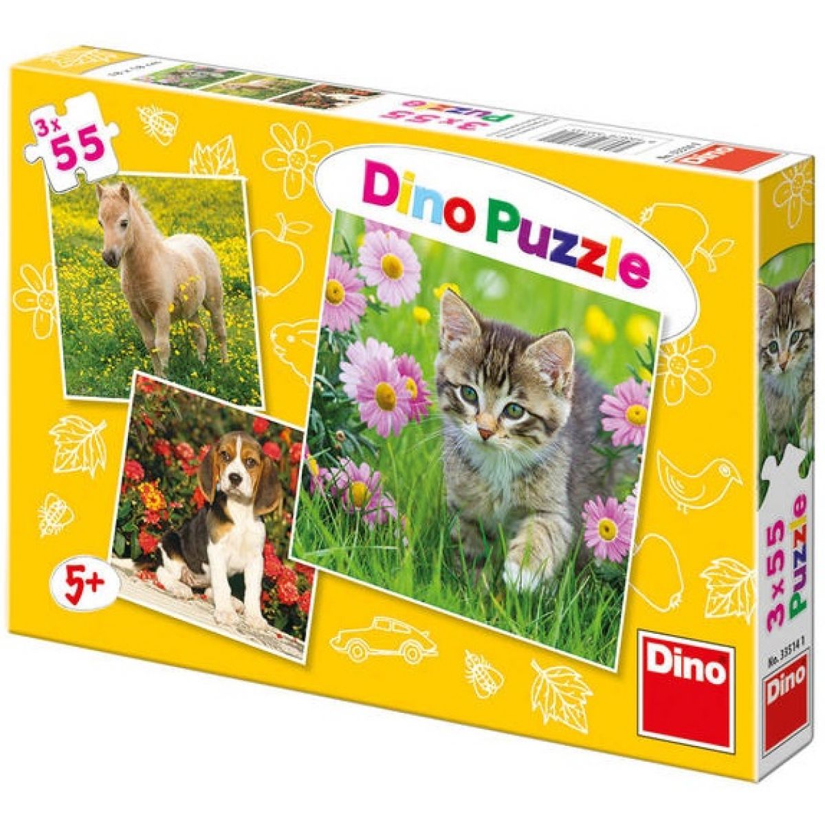 Puzzle 3x 55-Zvířátka na zahradě