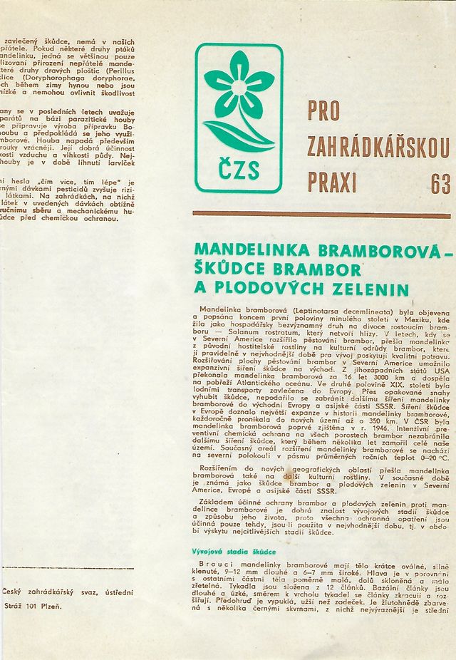 Pro zahrádkářskou praxi č. 63-Mandelinka bramborová škůdce brambor a plodových zelenin