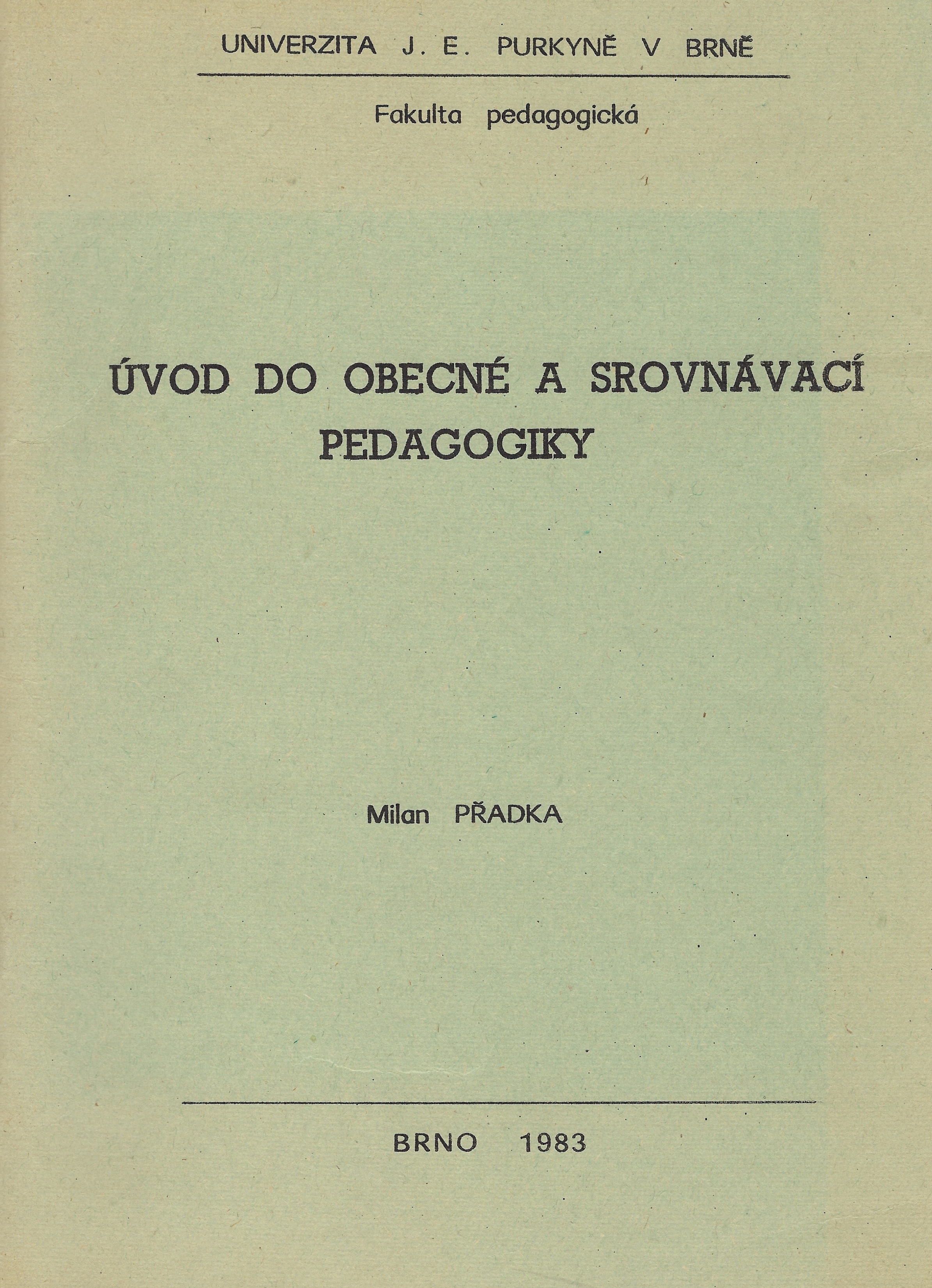 Úvod do obecné a srovnávací pedagogiky