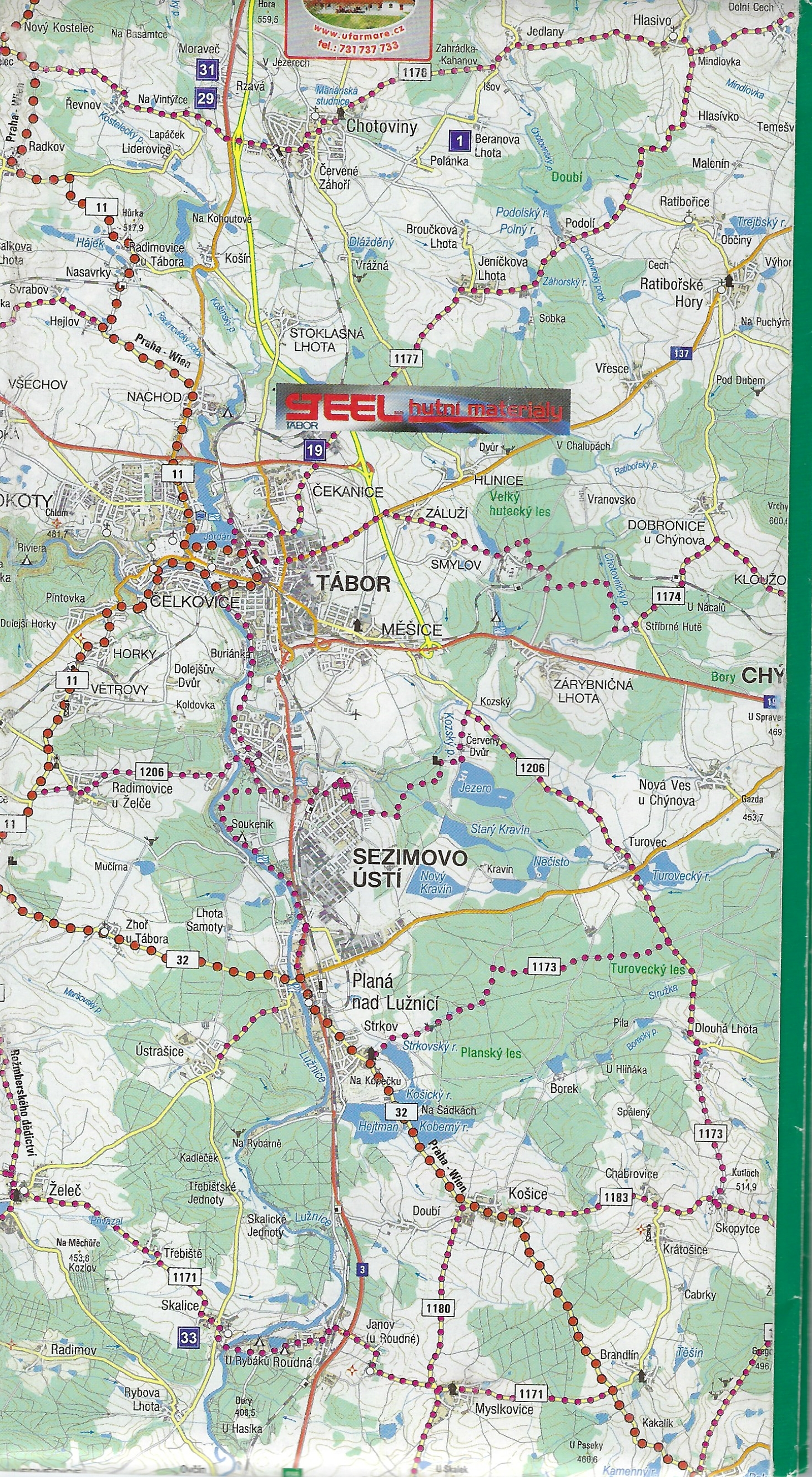 Rozkládací mapa-Tábor a okolí - 1 : 105 000, Tábor