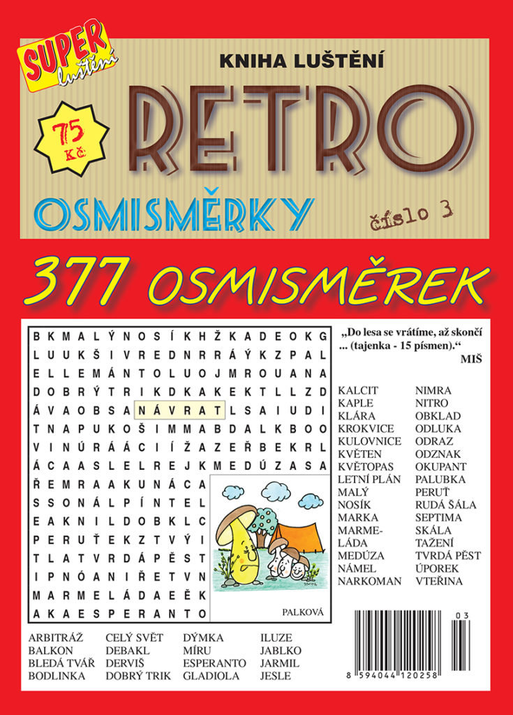 Kniha luštění-Retro osmisměrky 3/22 - 377 osmisměrek